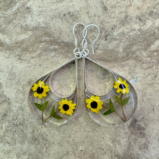 Yellow Mexican Sunflowers Drop Cut Out Flower Earrings