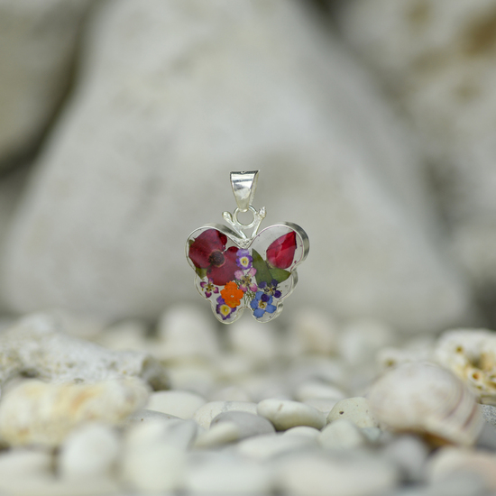 Garden Mexican Flowers Small Butterfly Pendant