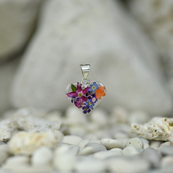 Garden Mexican Flowers Small Heart Pendant