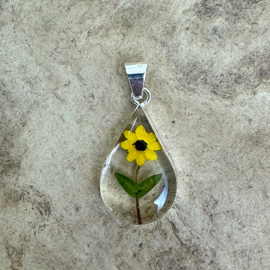Yellow Mexican Sunflowers Small Drop Pendant