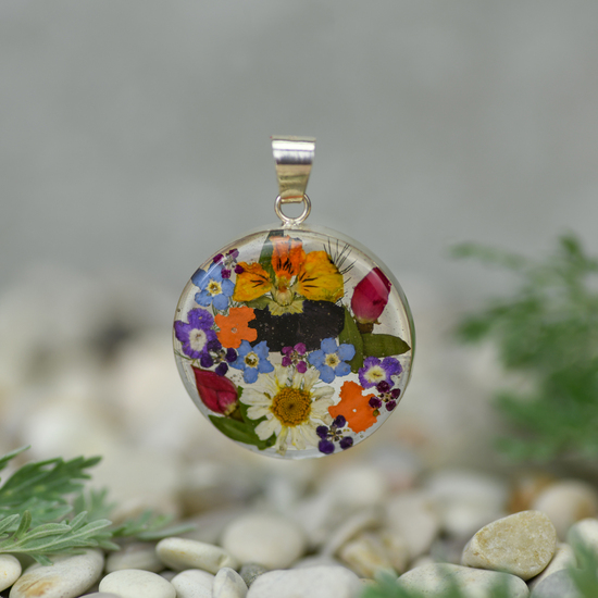 Garden Mexican Flowers Medium Round Pendant