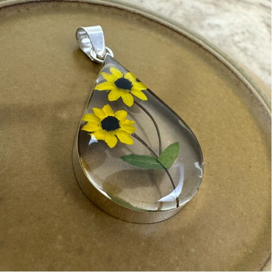 Yellow Mexican Sunflowers Medium Drop Pendant