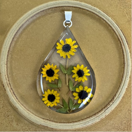 Yellow Mexican Sunflowers Large Drop Pendant