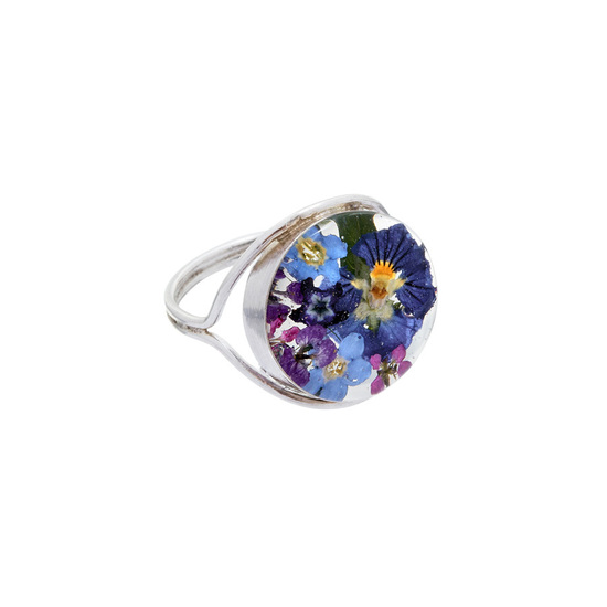Purple Mexican Flowers Round Ring - Size 8