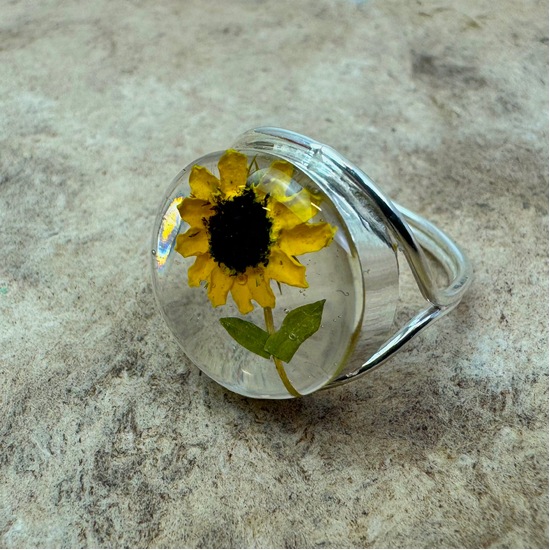 Yellow Mexican Sunflowers Round Ring