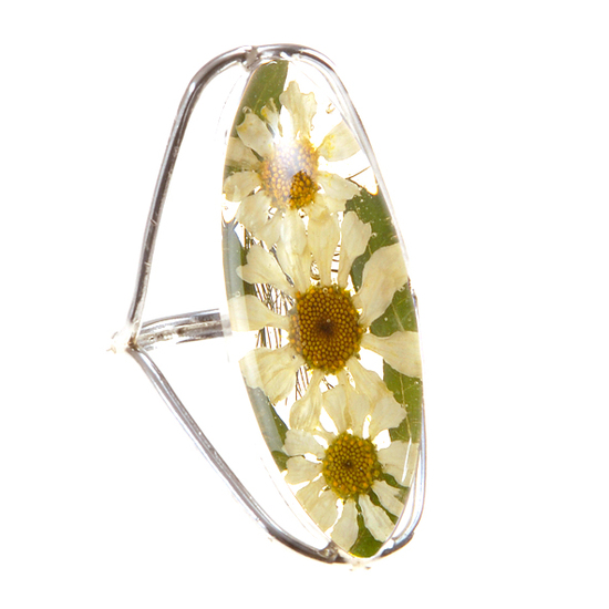 White Flowers Seed Ring Size-6